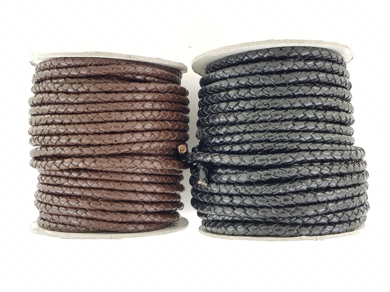 Black or Brown 5 mm round braided craft cord wire