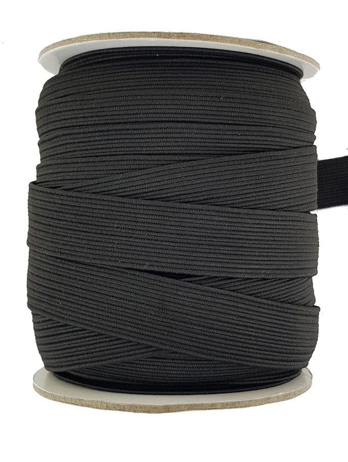 27 mm flat black elastic bungee cord.