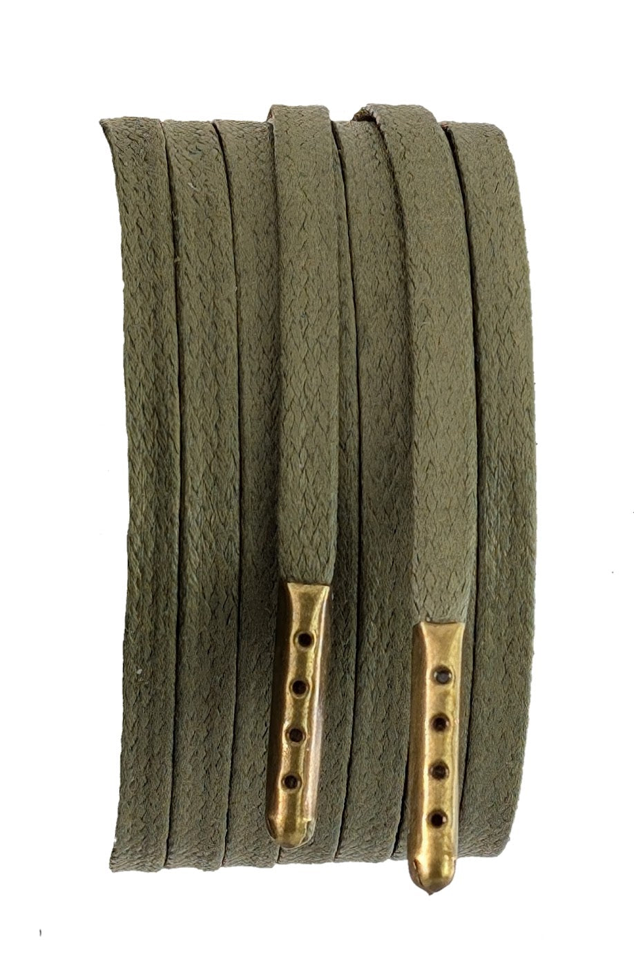 Green flat wax cotton 4 mm shoelaces