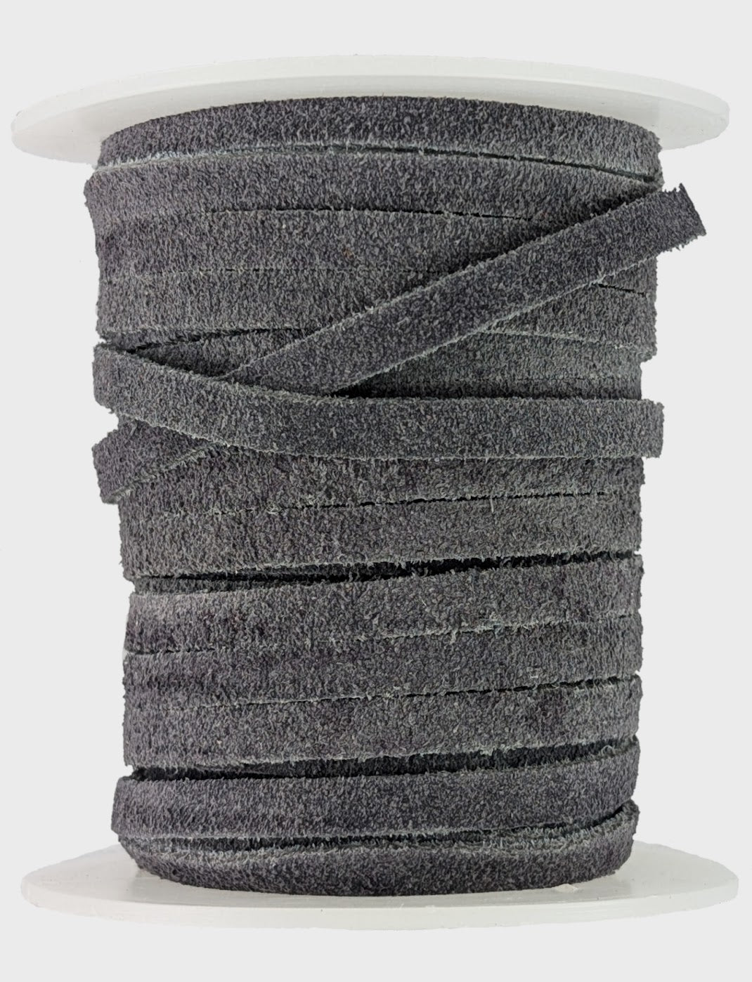 Grey Flat suede Leather cord  5 mm wide