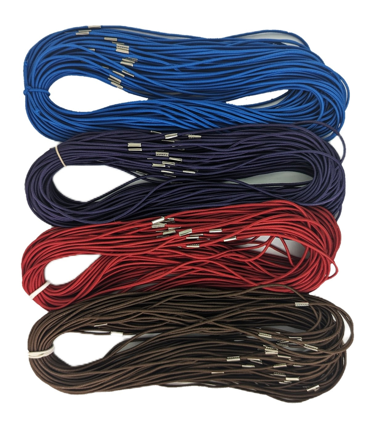 Elasticated menu loops  packs of 10 Brown,Red,Purple,Royal blue